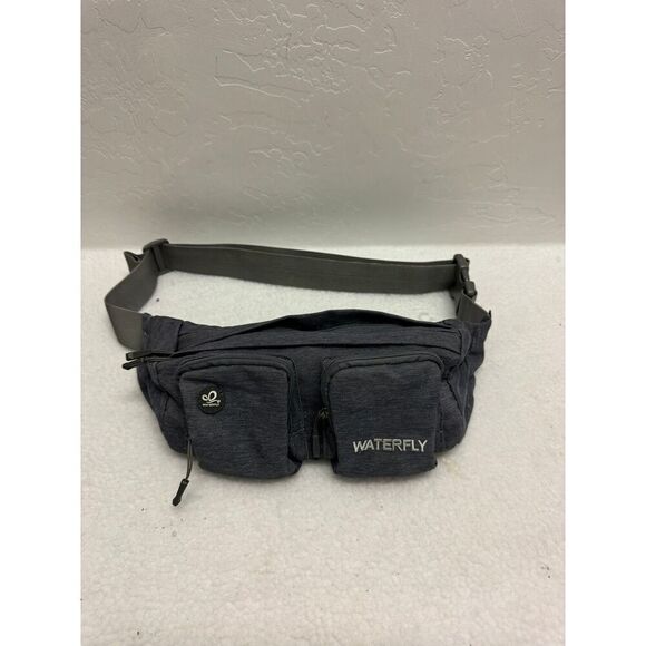 WATERFLY‎ Black Multi Pocket Adjustable Strap Nylon Fanny Pack Waist Bag - Picture 1 of 9